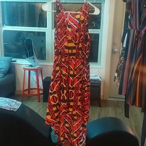 Primary colored tribal printed dress